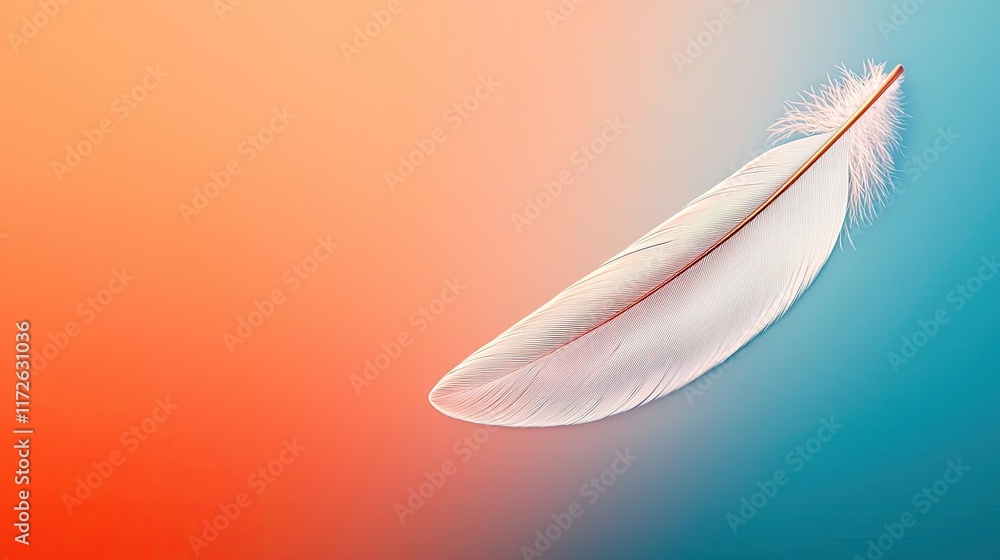 Poster feather abstract background concept. a delicate feather perched against a vibrant, gradient backgrou