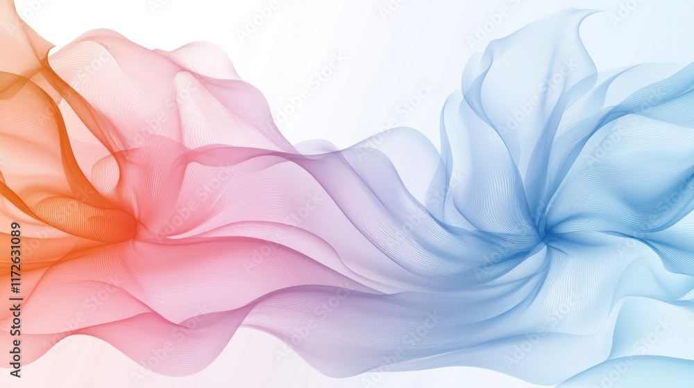 Poster abstract flowing waves in soft colors for design and backgrounds.