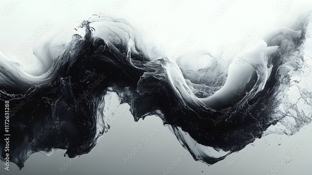 Poster abstract black and white backgrounds. abstract art showcasing a dynamic monochrome wave, capturing a