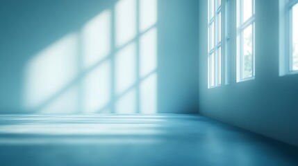 Fototapeta premium Sunlight streaming through windows minimalist indoor space calm