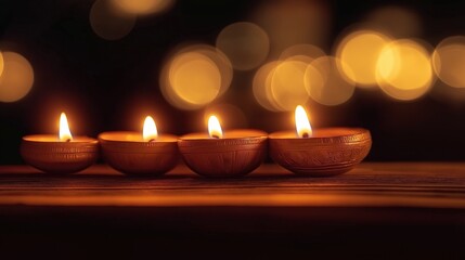 Warm Candlelight Glow with Soft Bokeh Effect in Rich Amber Tones