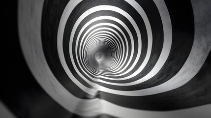 Obraz premium Abstract Black and White Backgrounds. A mesmerizing monochrome spiral tunnel. Hypnotic and abstract, it creates a sense of depth and movement.