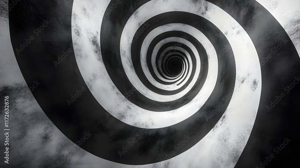 Poster abstract black and white backgrounds. a mesmerizing black and white spiral tunnel creates an illusio
