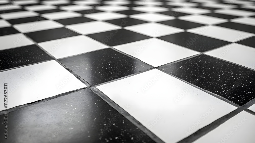 Poster abstract black and white backgrounds. close-up view of a black and white checkerboard floor. the ima