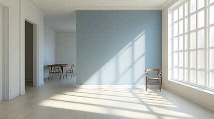 Fototapeta premium Serene interior space modern home architectural design bright room
