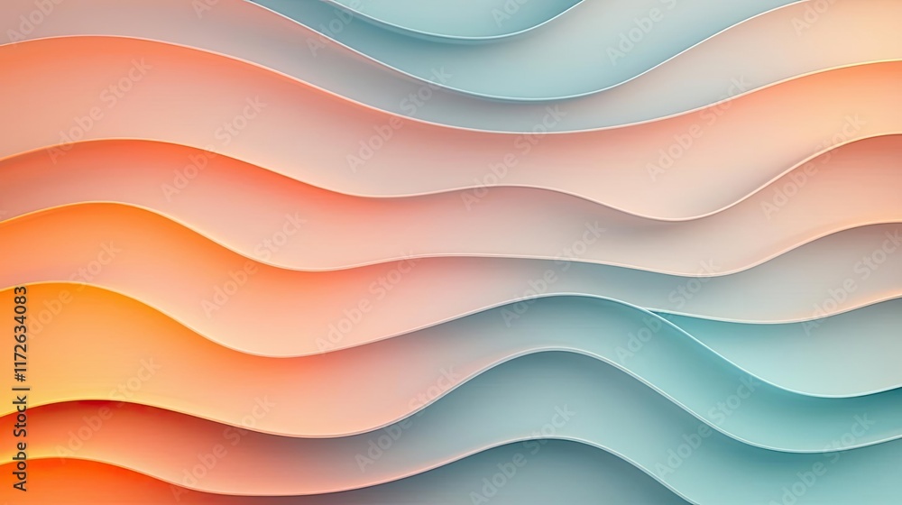 Poster Smoke abstract background idea. Vibrant abstract waves in a harmonious blend of colors creating a soothing visual effect.