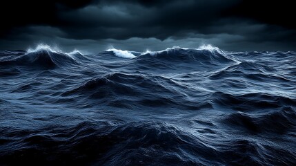 Fototapeta premium Dark Ocean Waves Under a Stormy Sky