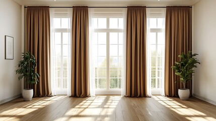 Obraz premium Natural light streaming through windows in modern living room