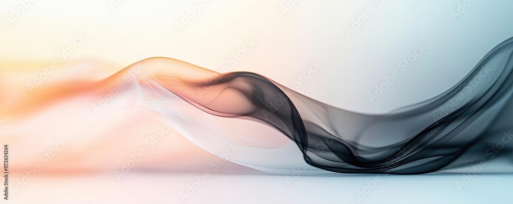 Poster Smoke abstract background idea. Abstract wave design with flowing shapes in black, orange, and white gradient colors.