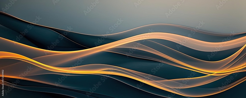 Poster Smoke abstract background idea. Abstract flowing waves of light in warm and cool colors on a smooth background.