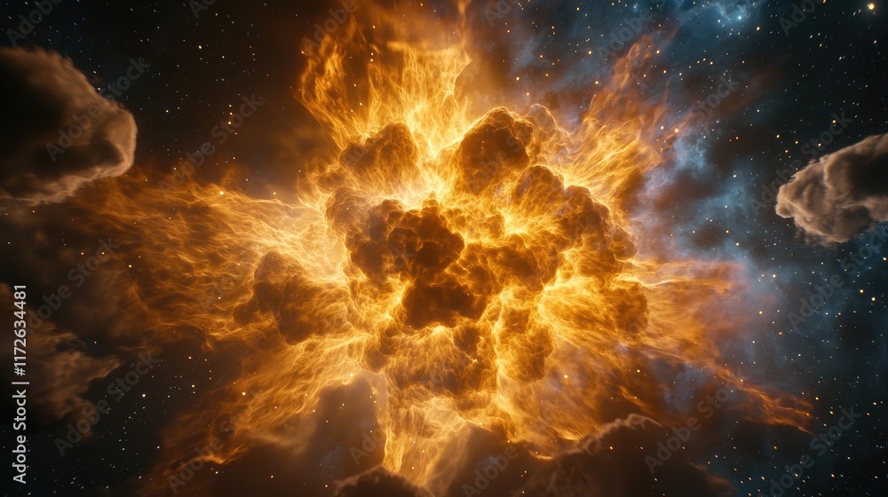 Aufkleber explosive cosmic event unfolding in space digital artwork nebula environment stunning viewpoint sci-