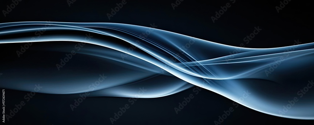 Poster smoke abstract background idea. abstract blue smoke waves flowing gracefully across a dark backgroun