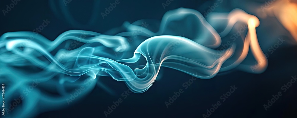 Poster Smoke abstract background idea. Abstract smoke waves in blue and orange, creating a dynamic and artistic visual effect.