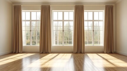 Fototapeta premium Sunlit interior windows modern room natural light calm space
