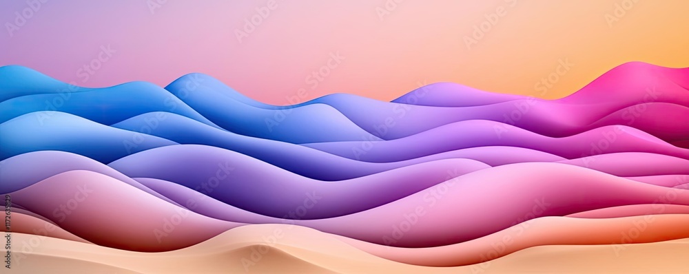 Poster Smoke abstract background idea. Abstract waves in soft colors create a serene and dreamy landscape.