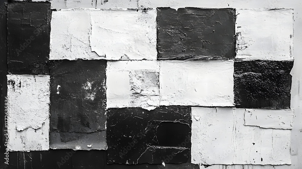 Poster abstract black and white backgrounds. a striking monochrome abstract painting featuring bold black a