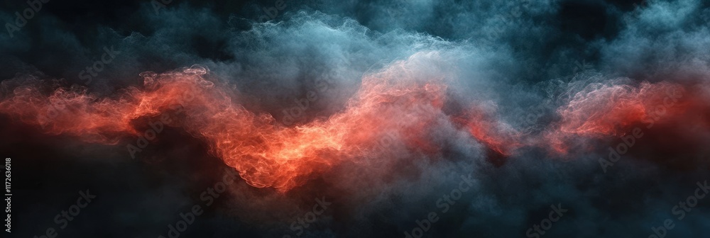 Poster dark smoke clouds with red light illuminating the background in a dramatic atmosphere with a gigapix