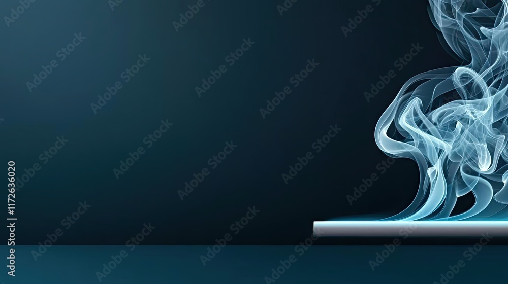 Poster Smoke abstract background idea. Abstract smoke design in blue tones, creating a calming and modern atmosphere.