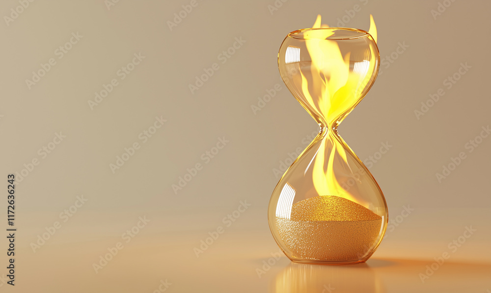 Poster the impact of global warming on time an hourglass representation studio setting digital art minimali