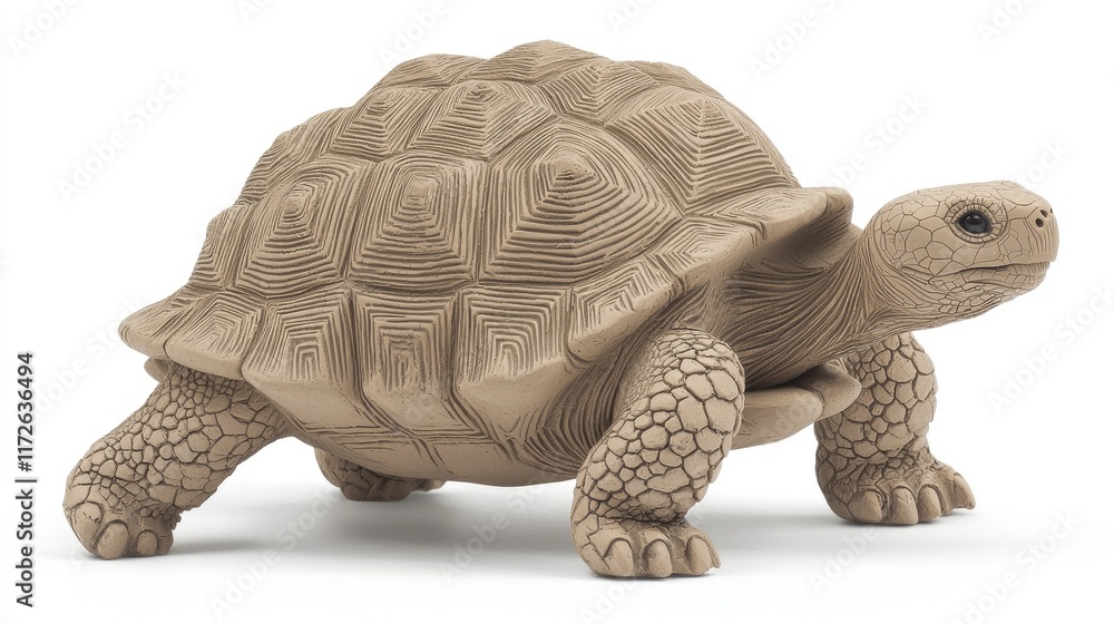 Poster tortoise walking on terrain clay model studio environment creative perspective art and design concep