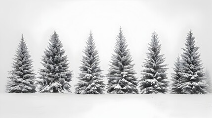 Naklejka premium Snow-Covered Pine Trees Silhouetted Against a Clear Winter Sky