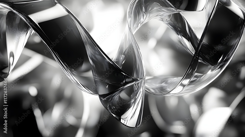 Poster abstract black and white backgrounds. a grayscale image showcasing an abstract glass sculpture. the 
