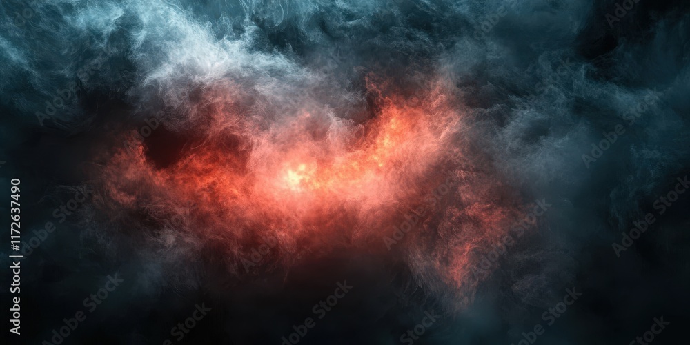 Poster dark smoke clouds with red light background creating an atmospheric and mysterious scene for artisti