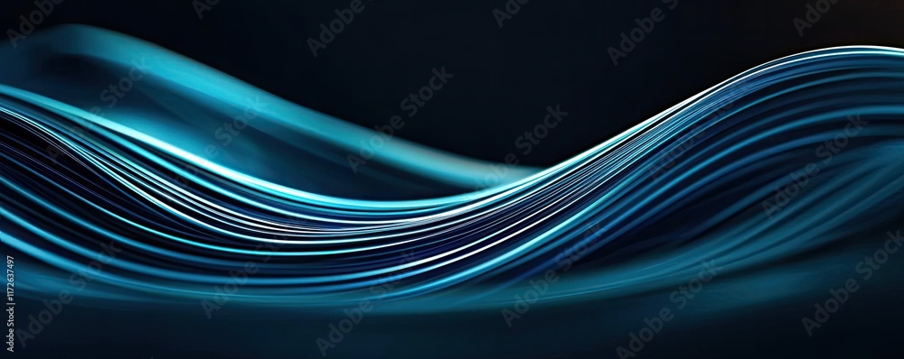 Poster Smoke abstract background idea. Abstract blue wave patterns flowing gracefully creates a sense of motion and calm.