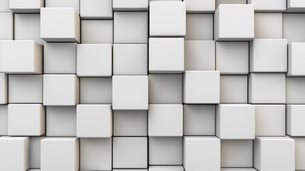 Dynamic white cubes arrangement digital space abstract art minimalist design perspective view modern concept