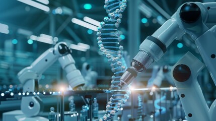 Robotic Arms Assembling DNA Structure in Automated Factory