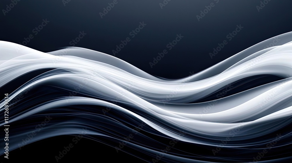 Poster Smoke abstract background idea. Elegant abstract waves flowing against a dark background.