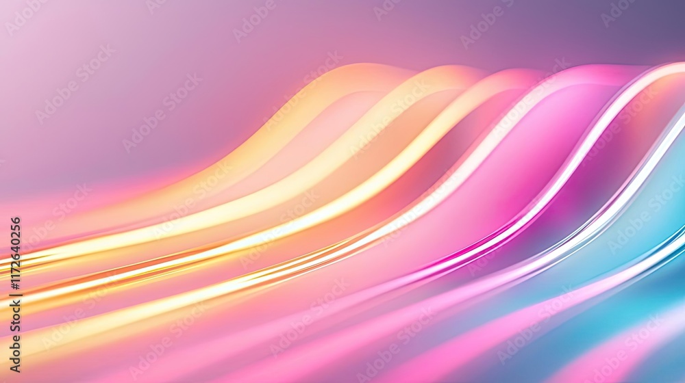 Poster Soft abstract background idea. Colorful abstract waves of light creating a vibrant and dynamic visual effect.