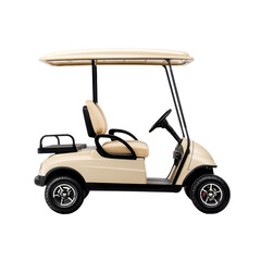 Beige Golf Cart with Simple Roof and Padded Seats