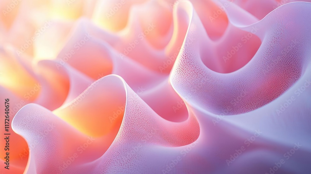Poster Soft abstract background idea. Vibrant abstract waves create an ethereal atmosphere with soft colors and fluid forms.
