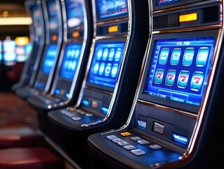 Exciting slot machine action casino gaming experience indoor environment close-up view entertainment concept