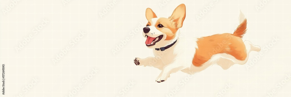 Aufkleber Joyful puppy running happily in a bright, cheerful setting under a clear sky. Generative AI
