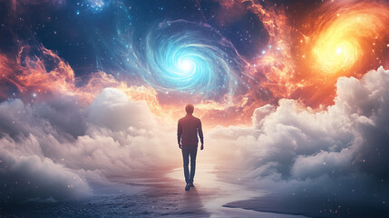 Enchanted Forest: A Dreamlike Landscape with a Vibrant Rainbow, Falling Leaves, and Magical Depth of Field