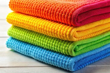 Colorful washcloths: brighten your bath and cleaning routine.  Household essential, cheery laundry accessory.