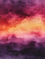 Fototapeta premium Abstract Watercolor Painting with Vibrant Colors in Purple, Pink, and Orange Hues Creating a Dreamy and Artistic Atmosphere