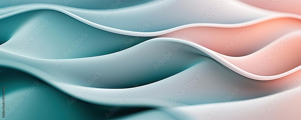 Poster Soft abstract background idea. Abstract waves with soft colors creating a serene and calming visual effect.
