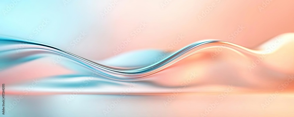 Poster Soft abstract background idea. Abstract flowing waves in blue and peach tones, creating a serene and modern visual appeal.