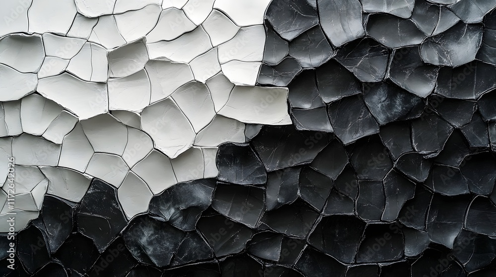 Poster abstract black and white backgrounds. an abstract image showcasing a monochrome cracked texture, fea