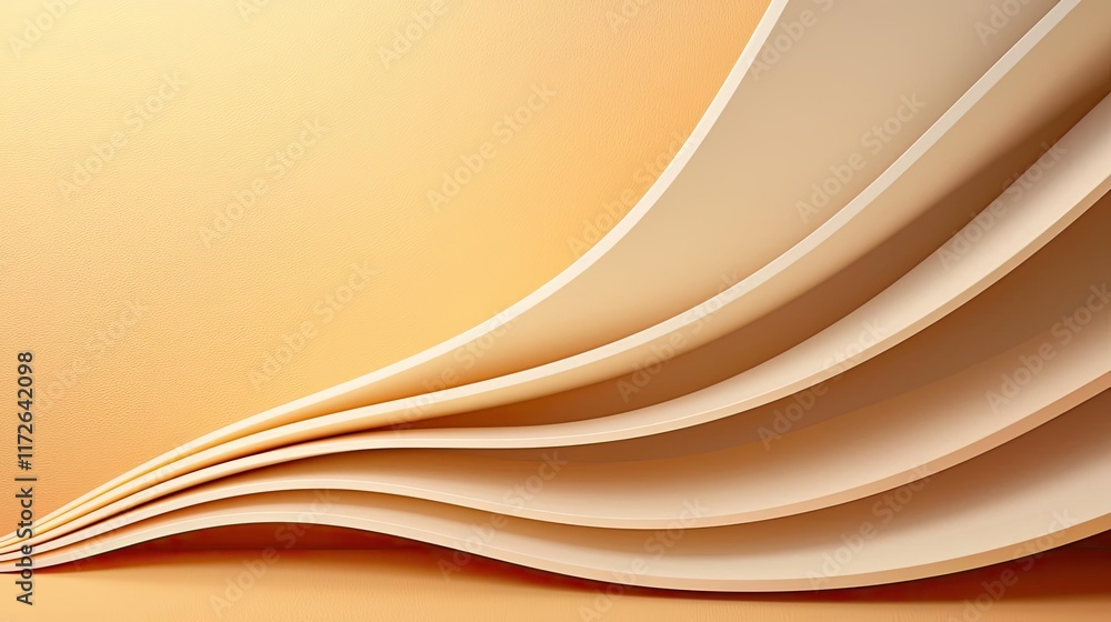 Poster Soft abstract background idea. Abstract wave of elegant paper sheets with warm tones, ideal for backgrounds and designs.