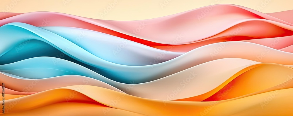 Poster Soft abstract background idea. Colorful wave patterns create a serene and modern visual appeal.
