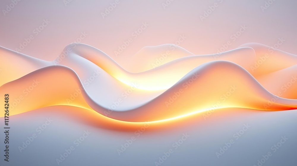 Aufkleber Soft abstract background idea. Abstract waves with glowing light create a serene and modern visual experience.