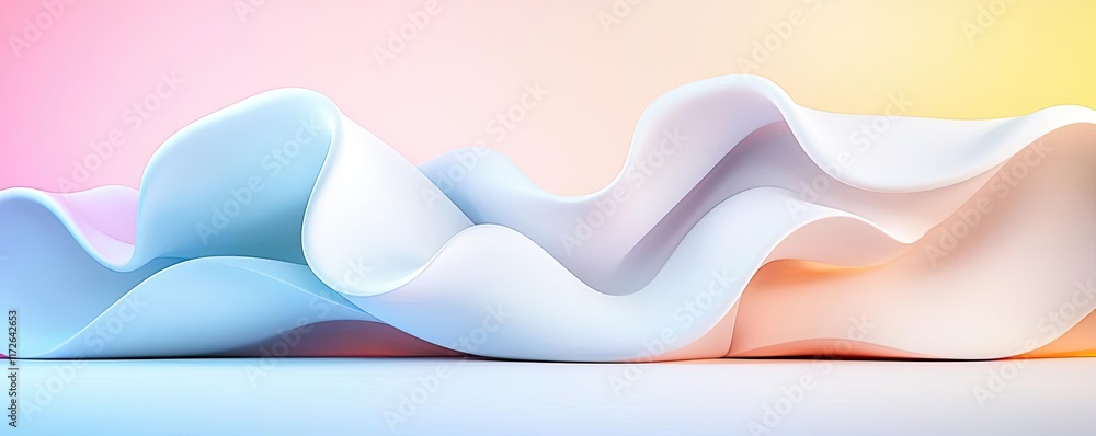 Poster Soft abstract background idea. Abstract wave design with soft pastel colors, creating a modern artistic background.