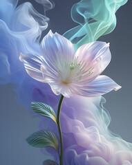 beautiful soft kamboja flower on icy background, created by geneative ai