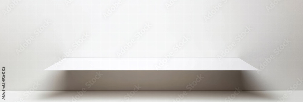 Poster Pristine white sheet of paper placed against a plain wall in a well lit room creating a minimalistic atmosphere. Generative AI