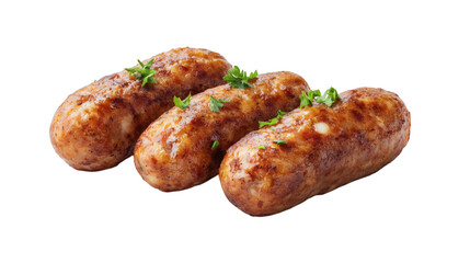 Fried sausage isolated on white transparent background
