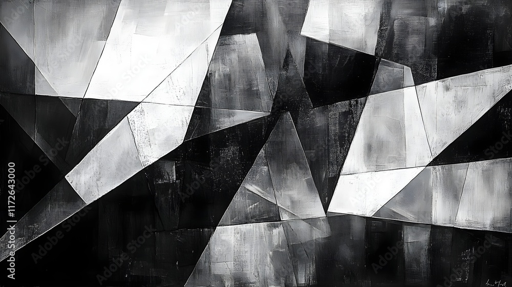 Aufkleber abstract black and white backgrounds. a striking monochromatic abstract painting. geometric shapes i
